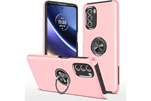 JIEZUIMEI Etui do Motorola Moto G52 / G82, etui na telefon Samsung A54 5G, z magnetycznym obrotem o 360°, ze stojakiem, odporne na wstrząsy + odciski palców, różowe złoto