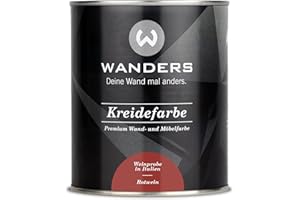 WANDERS24 Wanders Shabby Chic Kreidefarbe 750 ml - Rotwein/Dunkles Rot - Küchenmöbellack und Möbelfarbe ohne Schleifen. Chalk Paint, für Holz & mehr. Hohe Deckkraft, schnell trocknend