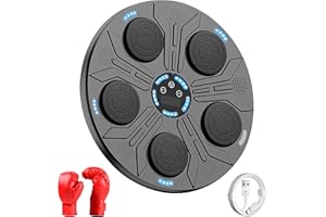 JUPPLIES Maquina de Boxeo Musical para Pared – Kit Boxing con Guantes, Diana Electrónica, Luces LED, Musica Bluetooth y 9 Modos Ajustables para Entrenamiento en Casa