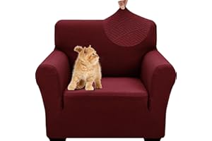 YSTELLAA Elasticizzato Copridivano 1 Posto, Universale Copripoltrona Con Braccioli, Antiscivolo, Antigraffio, Moderno Sofa Cover Lavabili, Per Soggiorno, Bordeaux