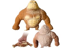 FCXQG 2 Pcs Gorille Extensible Jouet Élastique Gorilla Jouet Gorille Anti-Anxiété Gorille Anti-Anxiété Marron Figurine De Gorille Anti Stress Stretch Gorilla Squishy Monkey Objet (Un Grand Et Un Petit)