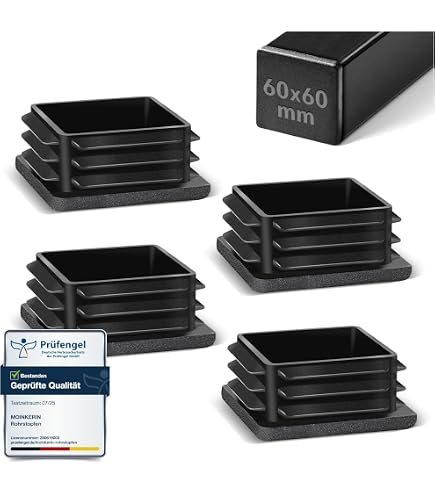 Enkotrade 21 Stück Lamellenstopfen Grau für Vierkantrohre, 19x19 mm, Rohrabdeckung aus hochwertigem Polyethylen Kunststoff, Stopfen, Endstopfen