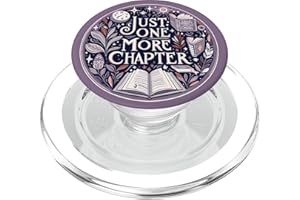 CUTE FLOWER LIBRARIAN BOOKTOK BOOK LOVER DESIGN CO Just One More Chapter Book Reading Bookish Botanical Purple PopSockets PopGrip pour MagSafe