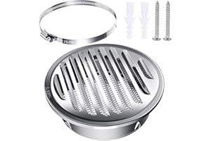 ENUTROF Kratka wentylacyjna ze stali nierdzewnej, okrągła kratka wylotowa, 80 mm, kratka wentylacyjna, kratka lamelowa z ochroną przed owadami, do kuchni, szafy, prysznica, garażu, okapu