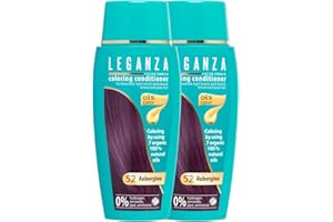 Leganza Bálsamo Colorante Natural para el Cabello Color Berenjena Nº 52 | Pack de 2 Tintes Sin Amoniaco | Enriquecidos con 7 Aceites Naturales | 2 x 150 ml