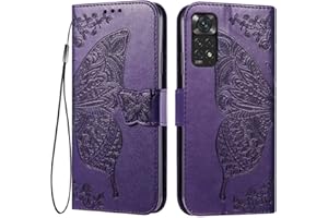 EASSGU Funda para Redmi Note 11 / Note 11S (4G) (6.43" Inches) Flip Folio Carcasa Magnética de Cuero para Teléfono con 3 Ranuras para Tarjetas 1 Wallet, Case - Morado Oscuro