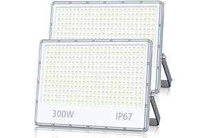 TOPAUBUB Projecteur Spot LED Extérieur 300W, Lampe Phare LED Exterieur Etanche IP67 30000LM Blanc Froid 6500K pour Jardin(2 Pièce)