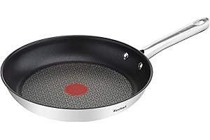 Tefal Poêle 28 cm, Induction, Revêtement antiadhésif, Acier inoxydable 18/10, Garantie 10 ans, Base 3 couches, Cuisson saine,