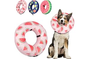 Niuoppy Inflatable Dog Collar for After Surgery, Protective Inflatable Collar for Dogs and Cats, Soft Pet Recovery Collar for Large Medium Small Dogs Cats (Fruit C, M)