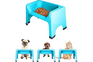 The Fluff Trough Elevated Dog Bowl Feeder For Healthy Posture & Digestion, Minimizes Neck Strain, Ideal for Flat-Faced Pets, Vet Recommended, Dishwasher Safe, Teal