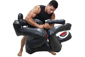SHELLY SPORTS Shelly Mannequin de lutte MMA – Sac de frappe d'autodéfense – Sac de frappe BJJ – Position défensive assise – Soumission du JIU Jitsu brésilien – Tissu vinyle – 170 cm non rempli