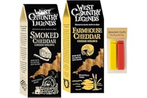 THE BRAMBLE BAY Cheese Straws bundle contains Smoked Cheddar, Farmhouse Cheddar, Pack of 2 x 100g, Sealing Clips x2