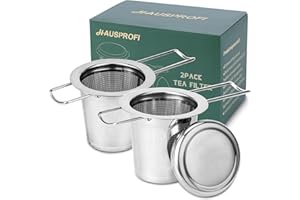 HAUSPROFI Tee-Ei, 304 Edelstahl, Teesieb mit Deckel und faltbarem Griff, Teefilter für Teekannen, Tassen, Tassen zum Aufbrühen von losen Blättern, 2 Stück