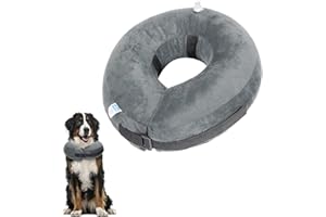 Nobleza - Collare Protettivo Gonfiabile Elisabettiano per Cane e Gatto, Collare Regolabile per Cane Gatto Ferita Recupero Guarigione Collare (Grigio, XL)