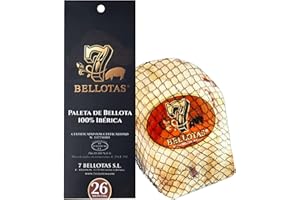 7 BELLOTAS Prosciutto (Spalla) 100% Iberico Bellota | Paleta di Pata Negra JAMON Spagnolo | 26 Mesi di stagionatura Guijuelo (Pezzo disossato +2,2KG)