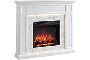 FLAMME Beaumont 48" Electric Fireplace Suite with White Surround and 2kW Heater