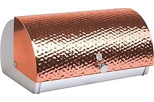 Berlinger Haus Rose Gold Panera de Mesa para Guardar Pan, Tapa Deslizante, Contenedor para Almacenamiento Pan y Bollería, Acero Inoxidable, Diseño Moderno, Bread Box, Oro Rosa/Inox