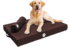 PYEF CRAFTS Cama Perro Grande con Manta para Perros Color Marrón - (100x60x10) Cama Perros Medianos y Grandes XL - Pack Colchon Perro Grande con Manta - Colchoneta Perro Grande Desenfundable y lavable