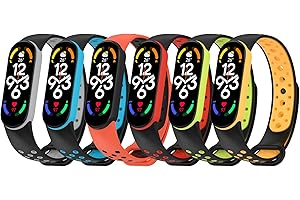 CHULN 6 Pezzis Cinturino Compatibili con Xiaomi Mi Band 7/Xiaomi Mi Band 6/Xiaomi Mi Band 5/Band 5, Colorati Traspirante Silicone Morbido da Braccialetto per Xiaomi Mi Band 7/6/5