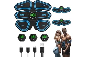 Zarkh Ems Muscle Stimulator, ABS Trainer Muscle Stimulator, Abdominal Exercise Equipment, 6 Modes & 19 Intensities, ABS Workout Equipment, Stimulator Full Body/Arm/Hip/Leg Trainer for Men Women