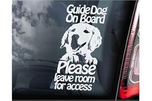 Guide Dog on Board, Please leave room for access; Car Sticker, Pet Golden Retriever Disabled Assistance Sign, Window Decal Gi