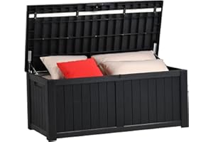 YITAHOME 460 Liter Groß Gartenbox Wasserdicht, Abschließbarem Outdoor Kissenbox, Garten Auflagenbox Wetterfest Garten Aufbewahrungsbox für Gartengeräten Poolzubehör Spielzeug, Schwarz