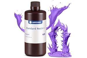 ANYCUBIC Resina Standard Plus 1kg per Stampante 3D, Resina a Polimerizzazione UV Rapida SLA 405nm, Alta Precisione e Fotopolimero Rapido per Stampa 3D LCD/DLP/SLA (Viola)