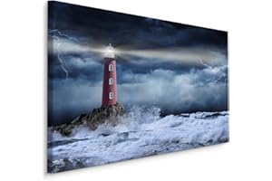 Muralo Leinwandbilder 90x60 Natur Meer Landschaft Leinwand Wandbild Kunstdruck Wasser Wellen Aufgewühlt Himmel Schlafzimmer Wohnzimmer Wanddekoration Design XXL 678 Br. 90 cm x Hö. 60 cm