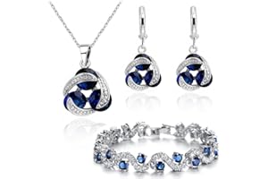 Crystalline Azuria Joyería Juegos de Joyas para Mujeres y Niñas Joyería Juegos de Joyas Boda Joyería Juegos de Joyas con Collar Pendientes Pulsera para Esposa Novia Joyería