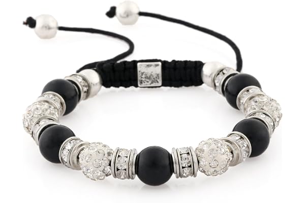Morella Bracelet Femme avec Perles et Strass, regolable, argenté