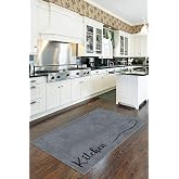 Viva Home Antrasit Kaymaz Tabanlı Kitchen Yazılı Mutfak Halısı Yolluk Vh088, Antrasit, 60 X 120