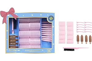 HOLLER & GLOW Holler And Glow Limited Edition Best Blowout Tools Set, Velcro Rollers, No Crease Hair Clips, Slick Brush, For Lift & Volume, Damage Free Styling, Suitable for All Hair Types, 25 Piece Gift Set
