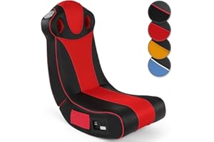 MIADOMODO® Sedia Multimediale - Sistema Audio, con Altoparlanti Integrati e Subwoofer, Imbottita, Pieghevole, Rosso-Nero - Sedia Gaming a Dondolo, da Gioco, Poltrona Musicale