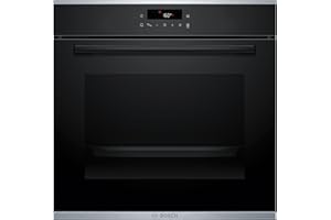 Bosch HBA272BB3, Serie 4, Einbau-Backofen, 60 x 60 cm, Pyrolyse-Selbstreinigung, LED Touch Control, 3D-Heißluft, 10 Automatikprogramme, Hydrolytische Reinigungshilfe, Schnellaufheizung, Schwarz