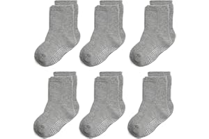 QIYIENDIAN 6 paar antislip gezellige warme crew sokken met grepen voor baby baby peuter kinderen jongens meisjes