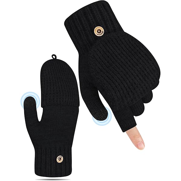 3 paar winter gebreide converteerbare vingerloze handschoenen gebreide flip vingerloze handschoenen met vingers handschoenen met cover voor vrouwen mannen, Meerkleurig, classic colors/black, dark
