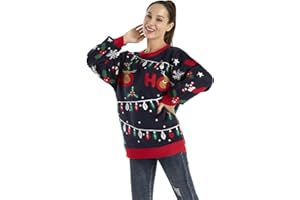 OFF THE RACK Sweter Kobiety Unisex Damski Sweter Led Świecący Brzydki Świąteczny Zabawny Sweter Bożonarodzeniowy