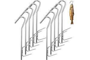 Golgner 10 stycken rökkrokar rostfritt stål, rökelsekrokar fisk 21 cm, fiskkrokar för rökning, köttkrok rostfritt stål, köttkrok H-form, för rökning av fisk, kött, korv, ost