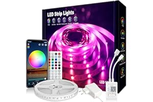 VKH Striscia LED 15 Metri, LED Striscia RGB Colorate con Telecomando, App Controllata, Sincronizza Cambia Colore con la Musica, Luci LED per Camera da Letto, Cucina, Decorazione per Feste, Bar (15m)