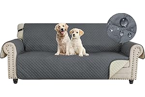‎YSTYLE Ystyle Sofa Überzug 3 Sitzer - wasserdichte Sofabezug Mit Armlehnen, Sofaschoner rutschfest, Sofaüberwurf, Couch Überzug, Sofaschutz, Sofa Cover Protector Für Haustier Katze Hunde, Dunkelgrau
