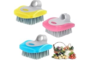 WILSONZIN Brosse à légumes,3 pièces Brosse à Légumes Brosse à Fruits,Plastique,pour Laver Les Carottes, Pommes de Terre,Fruits,Brosse à récurer Outils de Cuisine - Multicolore