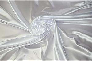 Novato Textiles Silky Satin Liquid Fabric Plain Luxury Craft Dressmaking Fabric 60'' Wide pre Cut (Pure White, 1 Meter pre Cut)