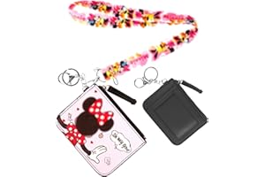 Dekewe Min-nie Portefeuille, Porte Monnaie Enfant, Portefeuilles avec Lanière et Porte-clés pour Enfants, Portefeuille Enfant Cartoon