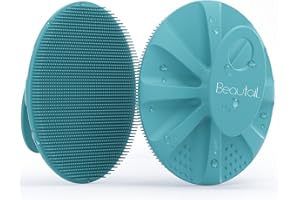 BEAUTAIL Brosse pour le corps en silicone, Pour la douche et le bain, Poils doux, Gommage doux, Pour Femme Homme Bébé Peau Sensible, Facile à tenir, Faire bien mousser, 1 pièces, Cyan