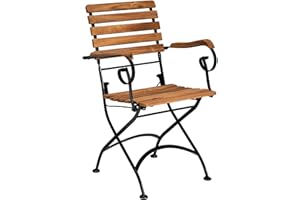 BUTLERS Gartenstuhl klappbar mit Armlehnen -PARKLIFE- Stuhl aus FSC® Holz in Naturfarbe und Metallgestell in Schwarz | Indoor Outdoor Wetterfest Möbel für Balkon, Küche, Terrasse, Garten