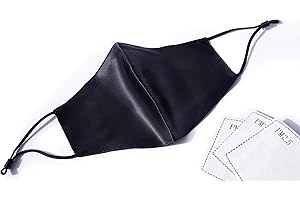 HABAC STUDIO - 100% Mulberry Silk Face Mask, Face Masks Washable UK, Reusable Face Mask, Mens Face Mask, Silk Mask, Masks for Women, 4 Layers Pocket Filter 3X Free PM 2.5 Filters