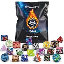 QMAY Set Di 48 Dadi Poliedrici Misteriosi + 6 Sacchetti - Per D&D, RPG, Giochi Da Tavolo - Stili E Colori Casuali