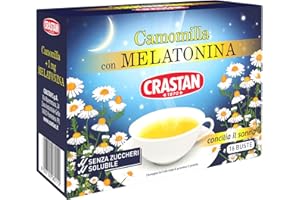 Crastan Camomilla Solubile con Melatonina, senza Zuccheri Aggiunti, 16 Bustine, 64 G