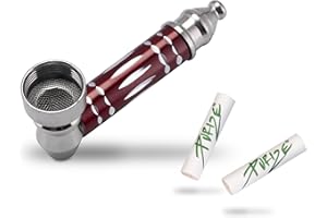 LX PIPES Ornament Pipe - Rauchpfeife Tabakpfeife mit Aktivkohle Fach - inklusive Edelstahl Einlegesieb und 2 x 6mm Aktivkohlefilter - Pur Pfeife aus Metall für Tabakwaren (rot)