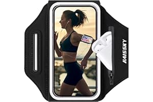 Handytasche Joggen mit Kopfhörertasche, Razobws Armband Handy Arm Strap Band Hülle für iPhone 15 14 13 12 11 Pro Max Galaxy S24 S23 Ultra wasserdichter Gürtel mit verstellbarem 17,2 cm